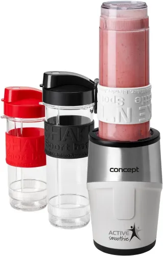 Blender kielichowy CONCEPT SM-3380 Smoothie Maker Biały (Sportowy) + 2 bidony w komplecie