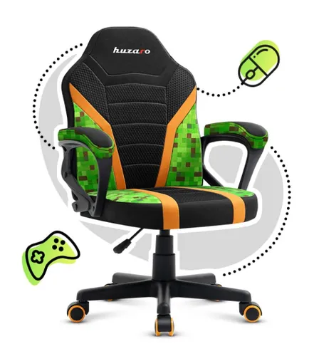 Fotel HUZARO Ranger 1.0 Pixel Mesh Czarno-zielony