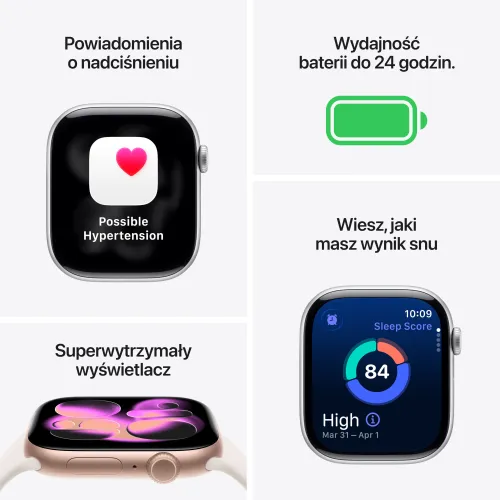 Apple Watch 11 GPS + Cellular 42mm koperta z tytanu (złoty) + pasek sportowy rozmiar M/L (łagodny róż)