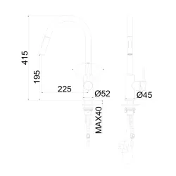 Bateria Globalo Loretio Black 1.1 Czarny mat Stal nierdzewna