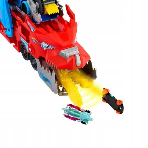 HOT WHEELS DUŻY TRANSPORTER AUTEK 2w1 PODWÓJNY SMOK + 2 autka JBM72