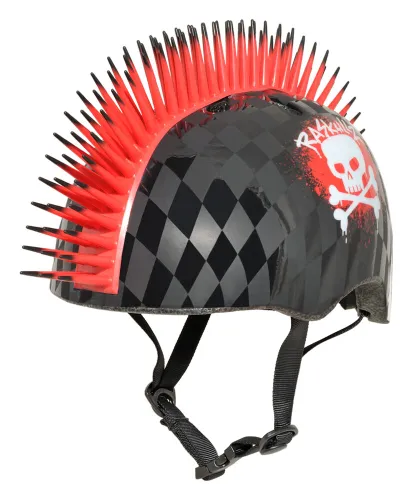 Kask rowerowy RASKULLZ Skull Hawk Czarno-czerwony dla Dzieci (rozmiar S)