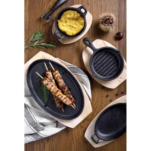 TOGNANA Fusion Taste 17 x 11 cm - patelnia żeliwna z deską