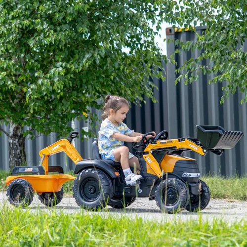Falk Traktor Na Pedały Case Ce Z Koparką Ładowarką I Przyczepą 3-7 Lat