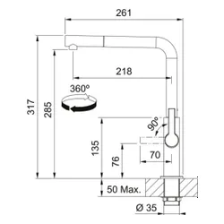 Bateria FRANKE Maris Slim L Pull-Out 115.0728.394 Czarny mat