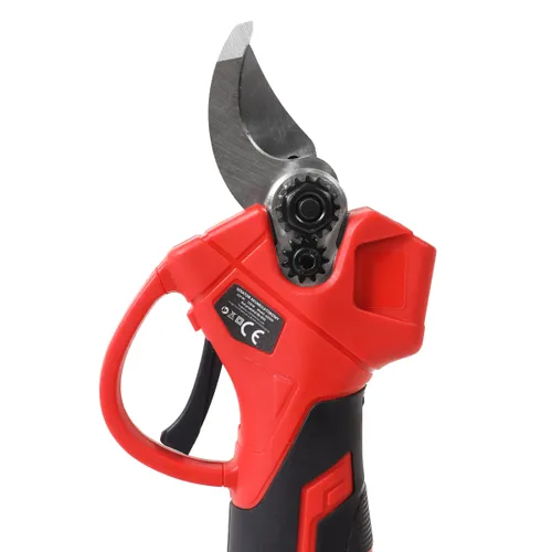 Ogrodowy sekator akumulatorowy elektryczny do gałęzi 2 akumulatory czerwony