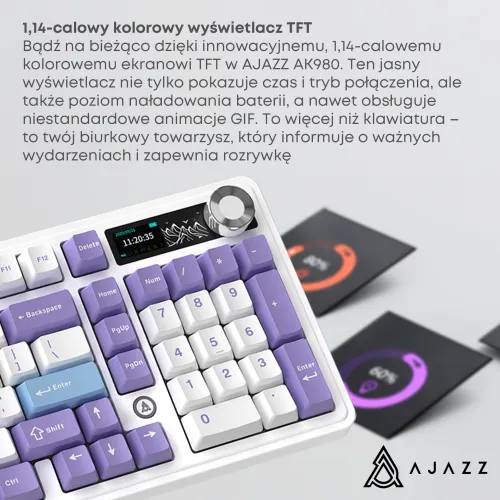 Klawiatura mechaniczna Ajazz AK980 V2 Gift Switch V2 Biało-Fioletowy