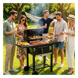 Grill węglowy ogrodowy z pokrywą regulacja rusztu termometr popielnik MultiGarden