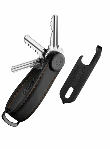 Zestaw Orbitkey - organizer do kluczy Crazy Horse Leather + Multitool V2 - black / orange stitching