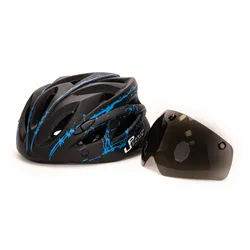 Kask rowerowy URBAN PRIME UP-HLM-EBK-BB Czarno-niebieski MTB (rozmiar L) + Magnetyczne okulary przeciwsłoneczne
