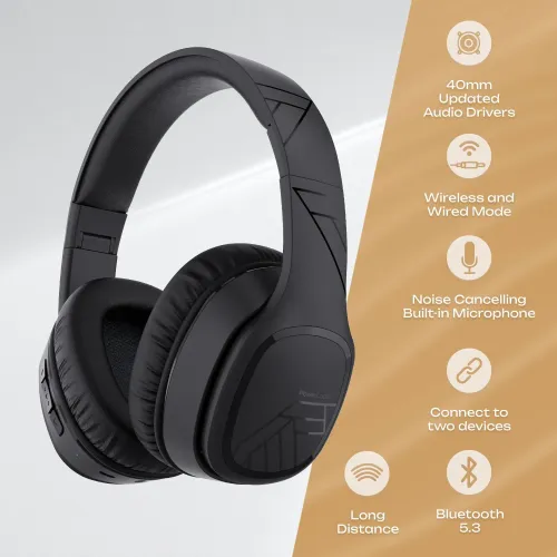 Słuchawki bezprzewodowe PowerLocus P7 Black Nauszne Bluetooth 5.3 Czarny
