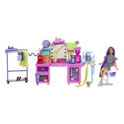 Кукла Барби Mattel Extra Fashion - туалетный столик + кукла (GYJ70)