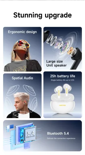 Słuchawki bezprzewodowe Buxton BTW 7200 TUYA Dokanałowe Bluetooth 5.4 Czarny