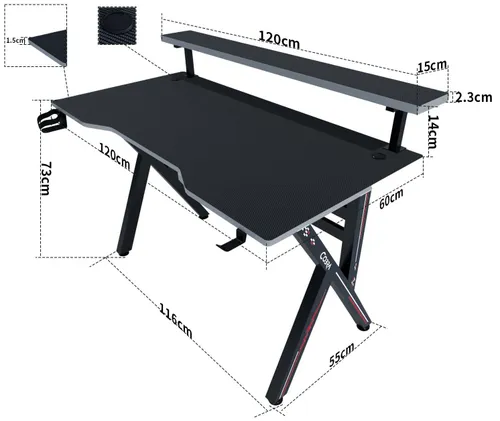 Biurko Cobra CR4009BK 120cm Czarny