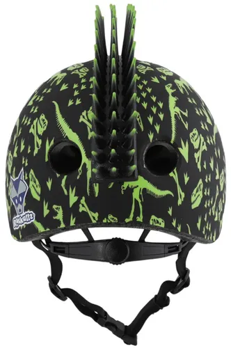 Kask rowerowy RASKULLZ T-Rex Bonez Mohawk Czarno-zielony dla Dzieci (rozmiar S)