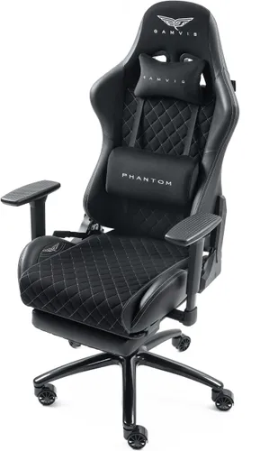 Fotel GAMVIS Phantom Large Czarny (białe elementy) + podnóżek