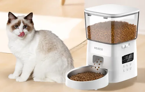 Dozownik karmy ROJECO 2L Button Version Automatic Smart Pet Feeder Biały