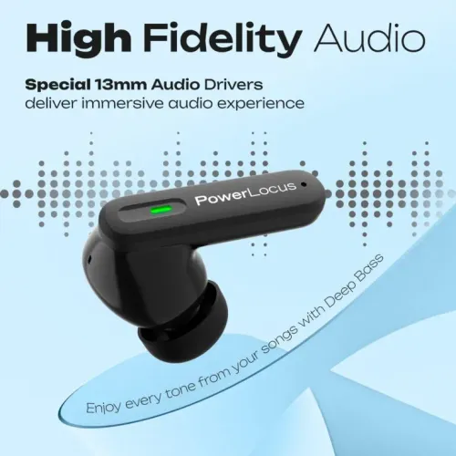 Słuchawki bezprzewodowe PowerLocus Fit ANC Dokanałowe Bluetooth 5.3 Czarny