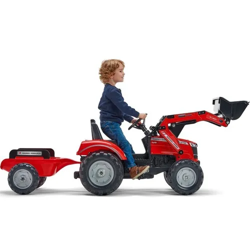 Traktor Na Pedały Dla Dzieci 3-6 Lat Do 50Kg Falk Massey Ferguson Przyczepa Klakson Łańcuch