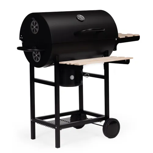 Grill węglowy ogrodowy z pokrywą termometr popielnik drewniane półki MultiGarden
