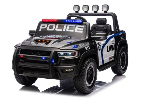 Auto Na Akumulator Dla Dzieci Dodge Ram Policja Zb629-F 4X4 LED Eva Skóra