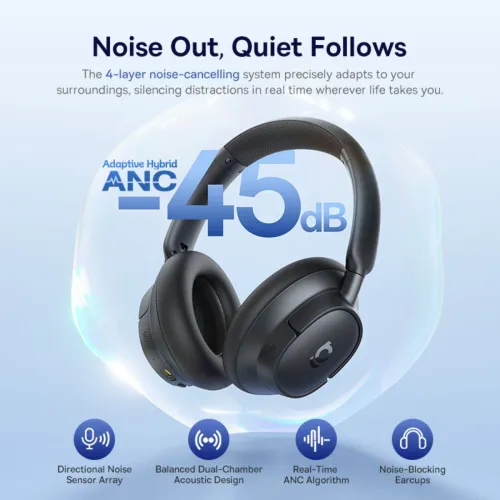 Słuchawki bezprzewodowe Baseus BH1 NC Nauszne Bluetooth 6.0 Czarny