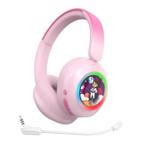 Słuchawki bezprzewodowe Garett Astro Wave ANC Nauszne Dla dzieci Bluetooth Różowy