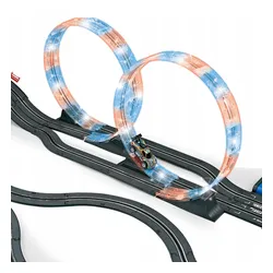Elektryczny tor samochodowy 600 cm z pętlami LED 2 auta i 2 piloty 2w1 1:43