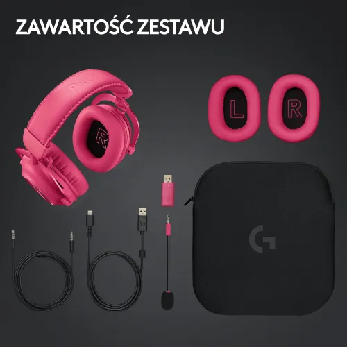 Беспроводные наушники с микрофоном Logitech G Pro X2 Lightspeed-magenta