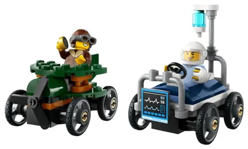 LEGO City Great Vehicles 60459 Zestaw wyścigówek: samolot kontra łóżko szpitalne