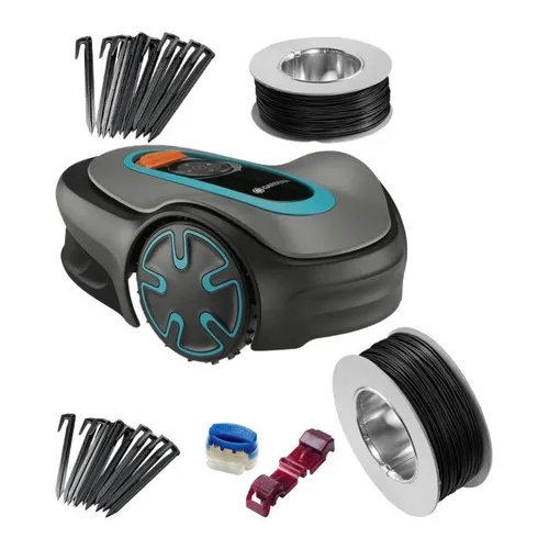 Robot koszący GARDENA Sileno Minimo 250 15201-32 + Przewód ograniczający GARDENA 4058-60 + Łączniki zaciskowe GARDENA 4089-20 + Szpilki zabezpieczające GARDENA 4090