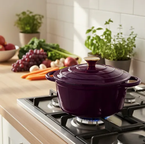 Garnek żeliwny HAGE DQ26 5L Bakłażanowy