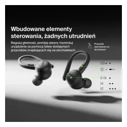 Słuchawki bezprzewodowe Belkin SoundForm ActiveFit Dokanałowe z zaczepami Bluetooth 5.4, Czarny