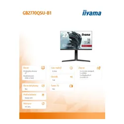 IIYAMA Monitor 27 cali GB2770QSU-B1 0.5ms,IPS,DP,HDMI,165Hz,400cd/m2,USBx2