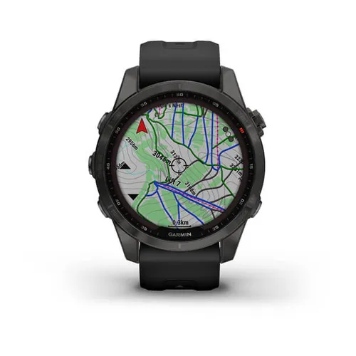 Smartwatch Garmin Fenix 7S Sapphire Solar Tytanowo-szary DLC z czarnym paskiem (010-02539-25)