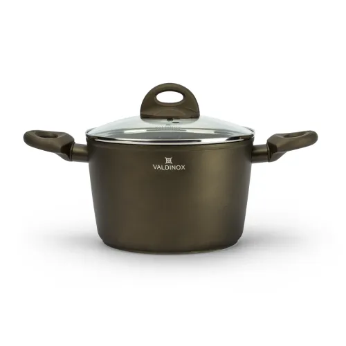Garnek aluminiowy z pokrywką VALDINOX AURUM CIEMNOBRĄZOWY 3,2 l