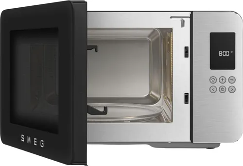Kuchenka mikrofalowa SMEG Collezione MOC01BLMEU 1900W średnica 28 cm pojemność 29l Technologia Inverter Auto Defrost Quick Start Czarny