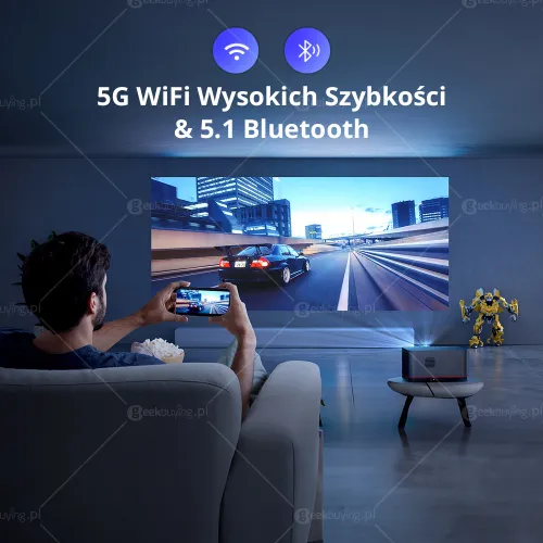 Projektor ETOE Whale Pro LED Full HD Wi-Fi Bluetooth Chromecast AirPlay Android TV