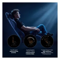 Fotel Diablo Chairs X-One 2.0 Small Night Blue Gamingowy do 90kg Tkanina Czarno-Niebieski