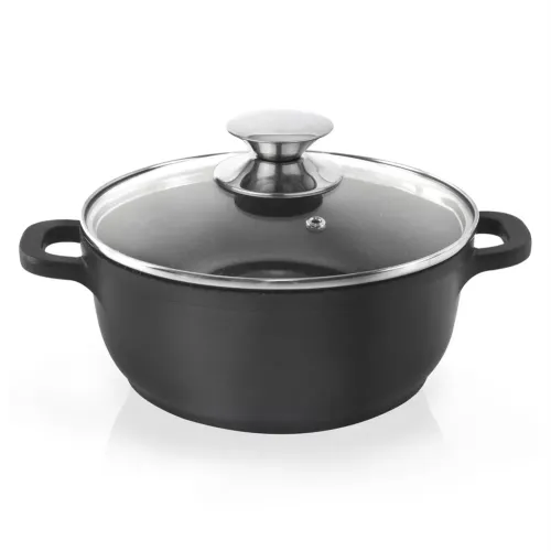 Garnek aluminiowy z pokrywką GRANDE CZARNY 2,3 l