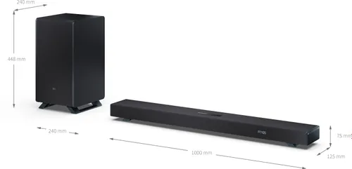 Soundbar SHARP HT-SBW55121 Czarny 5.1.2-kanałowy, Bezprzewodowy Subwoofer, HDMI eARC, Dolby Atmos, 4K, BT