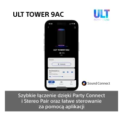 Power Audio Sony ULT Tower 9AC SRS-ULT900AC Bluetooth Mikrofon Karaoke Czarny