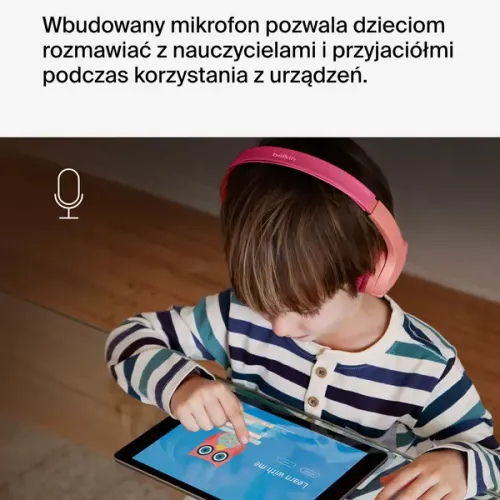 Słuchawki bezprzewodowe Belkin Soundform Mini dla dzieci Nauszne Bluetooth 5.3 Różowy