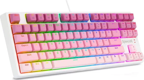 Klawiatura mechaniczna Redragon K645 RGB Brown Switch Biało-różowy