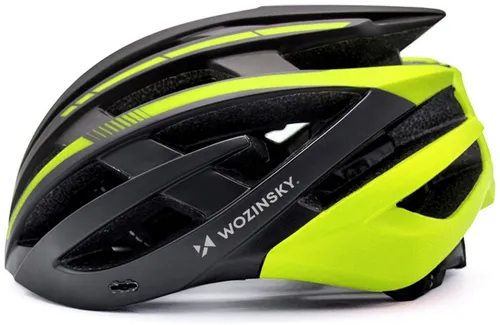 Kask rowerowy WOZINSKY HT-28VCZ Czarno-żółty MTB z lampką (rozmiar M)