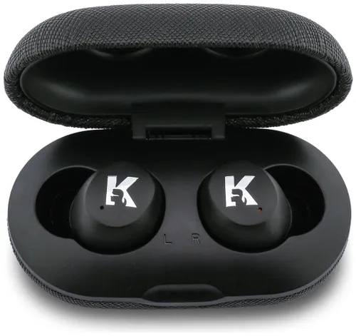 Słuchawki dokanałowe KARL LAGERFELD Saffiano Logo ENC Czarny