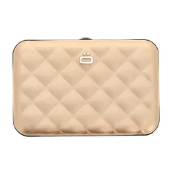 Aluminiowy portfel pikowany Ogon Design Quilted Button - rose gold