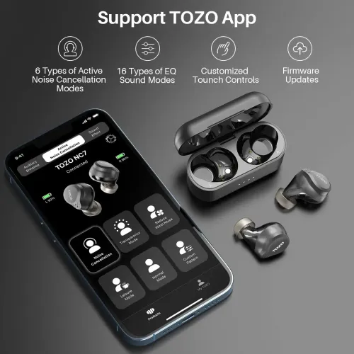 Słuchawki bezprzewodowe Tozo NC7 Pro Dokanałowe Bluetooth 5.3 Czarny