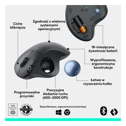 Myszka Logitech M575S bezprzewodowa szara