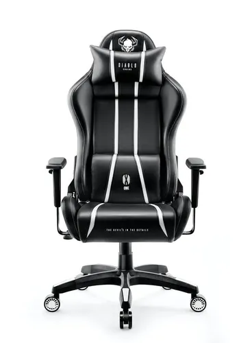 Fotel Diablo Chairs X-One 2.0 Normal Size Gamingowy do 160kg Skóra ECO Tkanina Czarno-biały